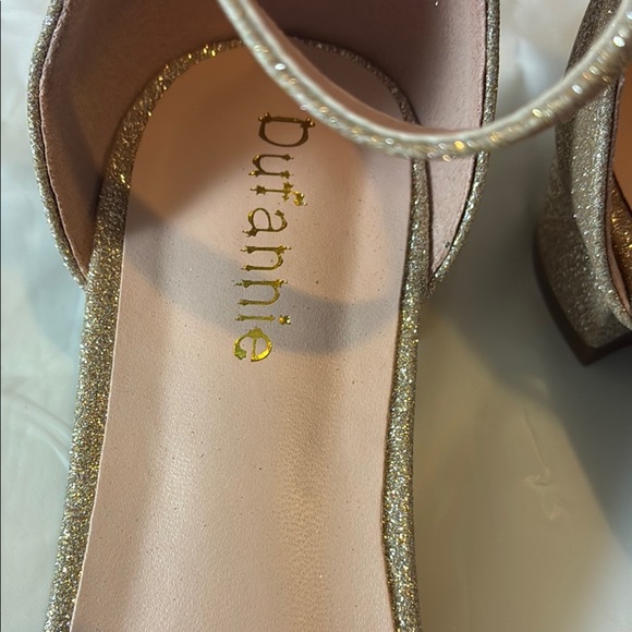 Annie Gold Glitter Heels with Chic Ankle Strap - Picture 4 of 8